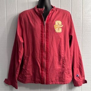 Champion Zip Up Track Jacket Collegiate Inspired Pennant Flag Maroon Size Large